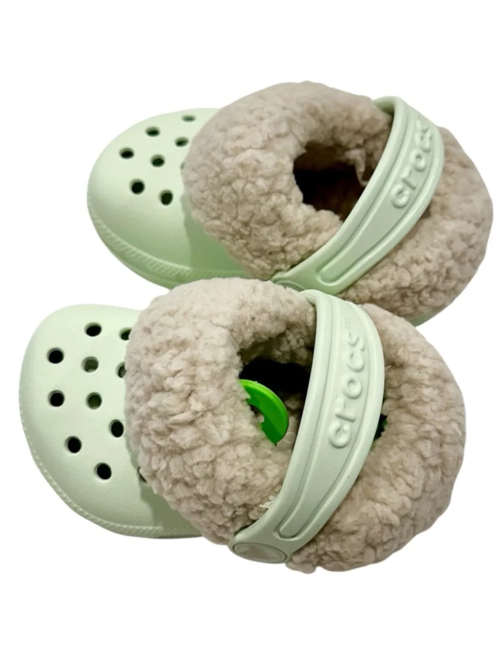 NWT Crocs Classic Blitzen IV Clog K Lime Green Fuzzy Lined Kids Shoes - Size: C4